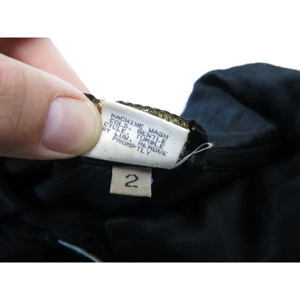 Whimsigoth Vtg 90s Y2K Black Velvet Rayon A La Mode Shirt Witchcore Grunge - Picture 13 of 13